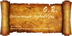 Ostermayer Radvány névjegykártya